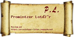 Promintzer Lotár névjegykártya